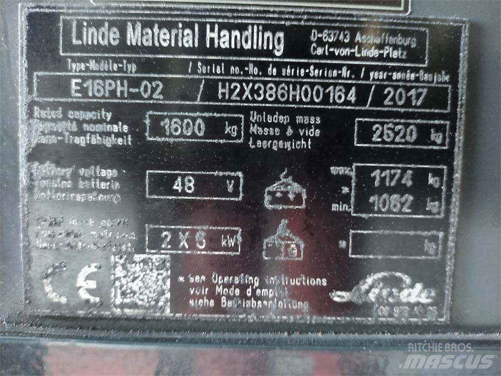 Linde E16PH-02-386 EVO Elektriniai šakiniai krautuvai