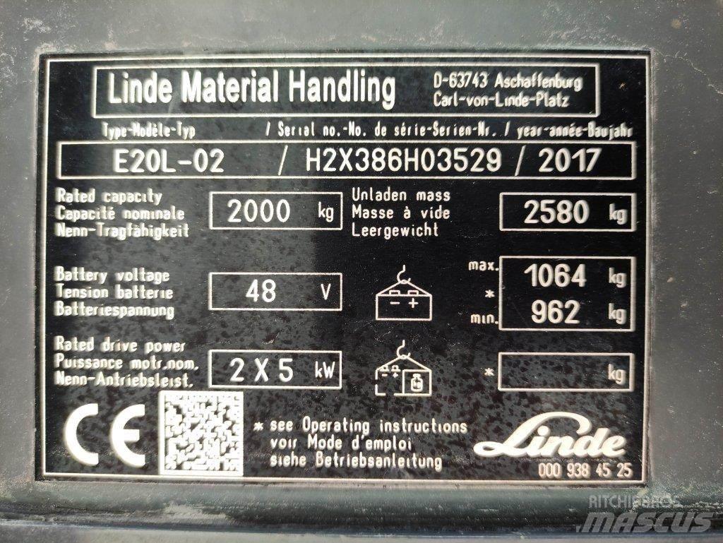 Linde E20L-02-386 Elektriniai šakiniai krautuvai