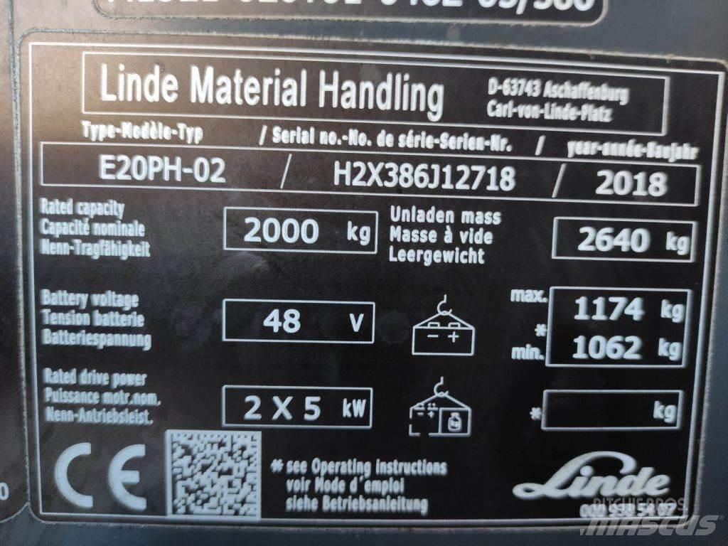 Linde E20P-02-386 EVO Elektriniai šakiniai krautuvai