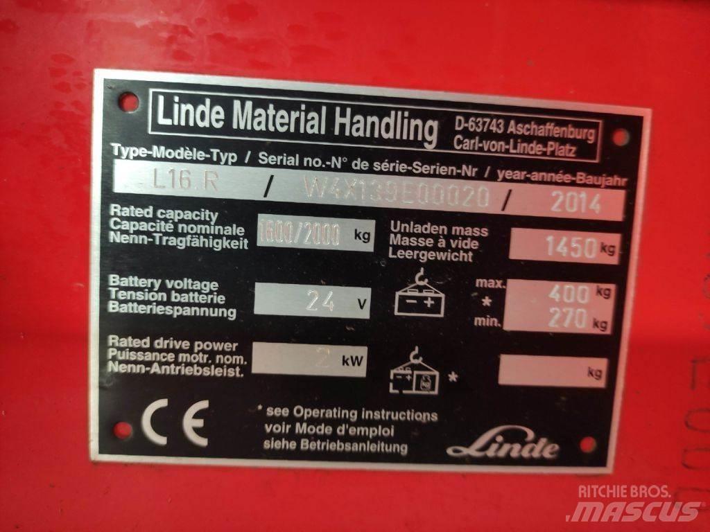 Linde L16R Elektriniai šakiniai krautuvai