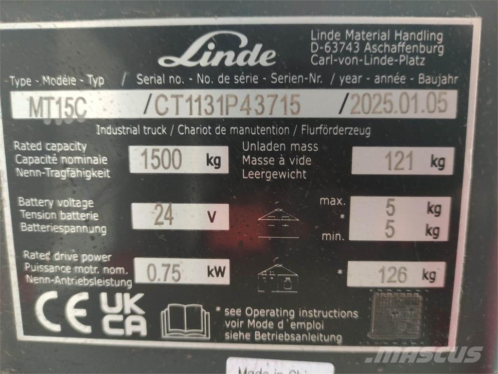 Linde MT15C Mažų aukščių keltuvai