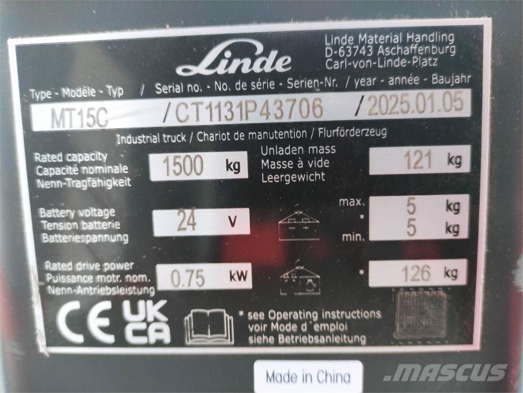 Linde MT15C Mažų aukščių keltuvai