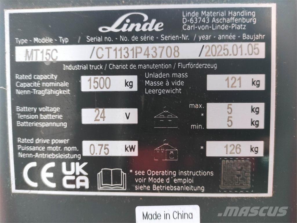Linde MT15C Mažų aukščių keltuvai