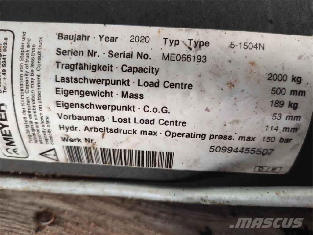 Meyer 5-1504N Krovimas/Kėlimas - Kita
