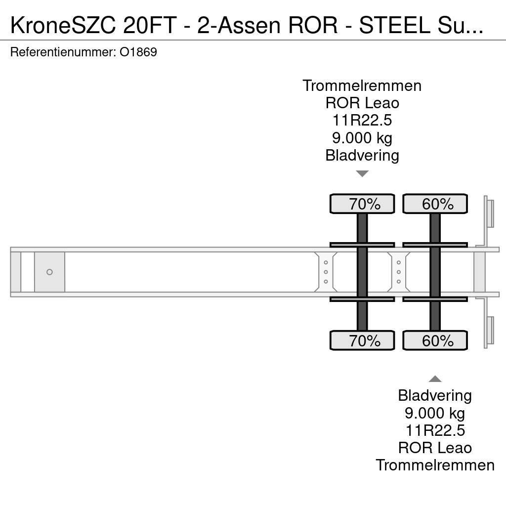 Krone SZC 20FT - 2-Assen ROR - STEEL Suspension - DOUBLE Konteinerių puspriekabės