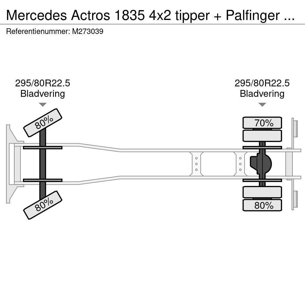 Mercedes-Benz Actros 1835 4x2 tipper + Palfinger PK12000 Savivarčių priekabų vilkikai