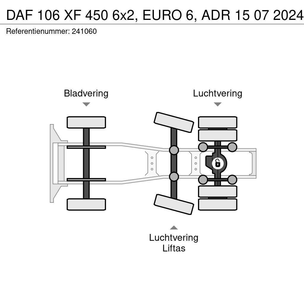 DAF 106 XF 450 6x2, EURO 6, ADR 15 07 2024 Naudoti vilkikai