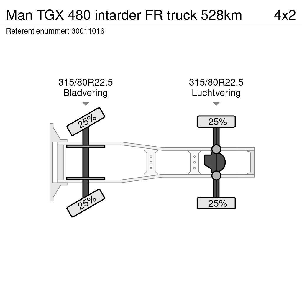 MAN TGX 480 intarder FR truck 528km Naudoti vilkikai