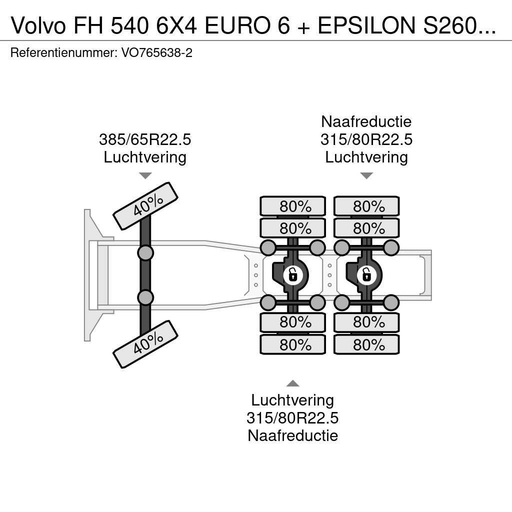 Volvo FH 540 6X4 EURO 6 + EPSILON S260Z96 + TRAILER 4 AX Naudoti vilkikai