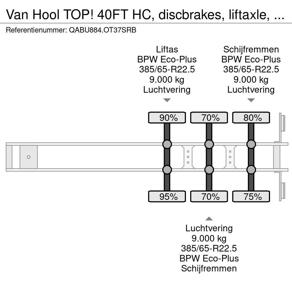 Van Hool TOP! 40FT HC, discbrakes, liftaxle, empty-weight: Konteinerių puspriekabės