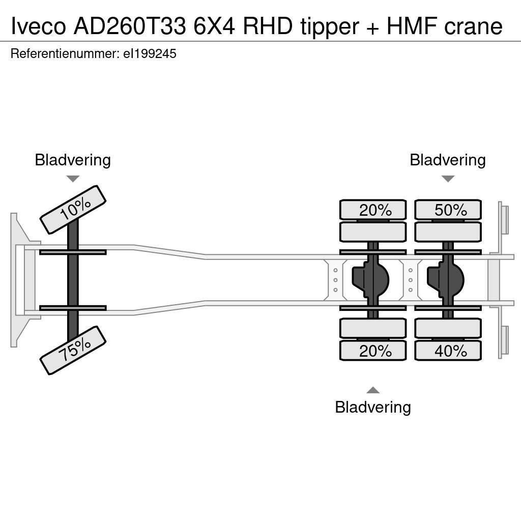 Iveco AD260T33 6X4 RHD tipper + HMF crane Savivarčių priekabų vilkikai
