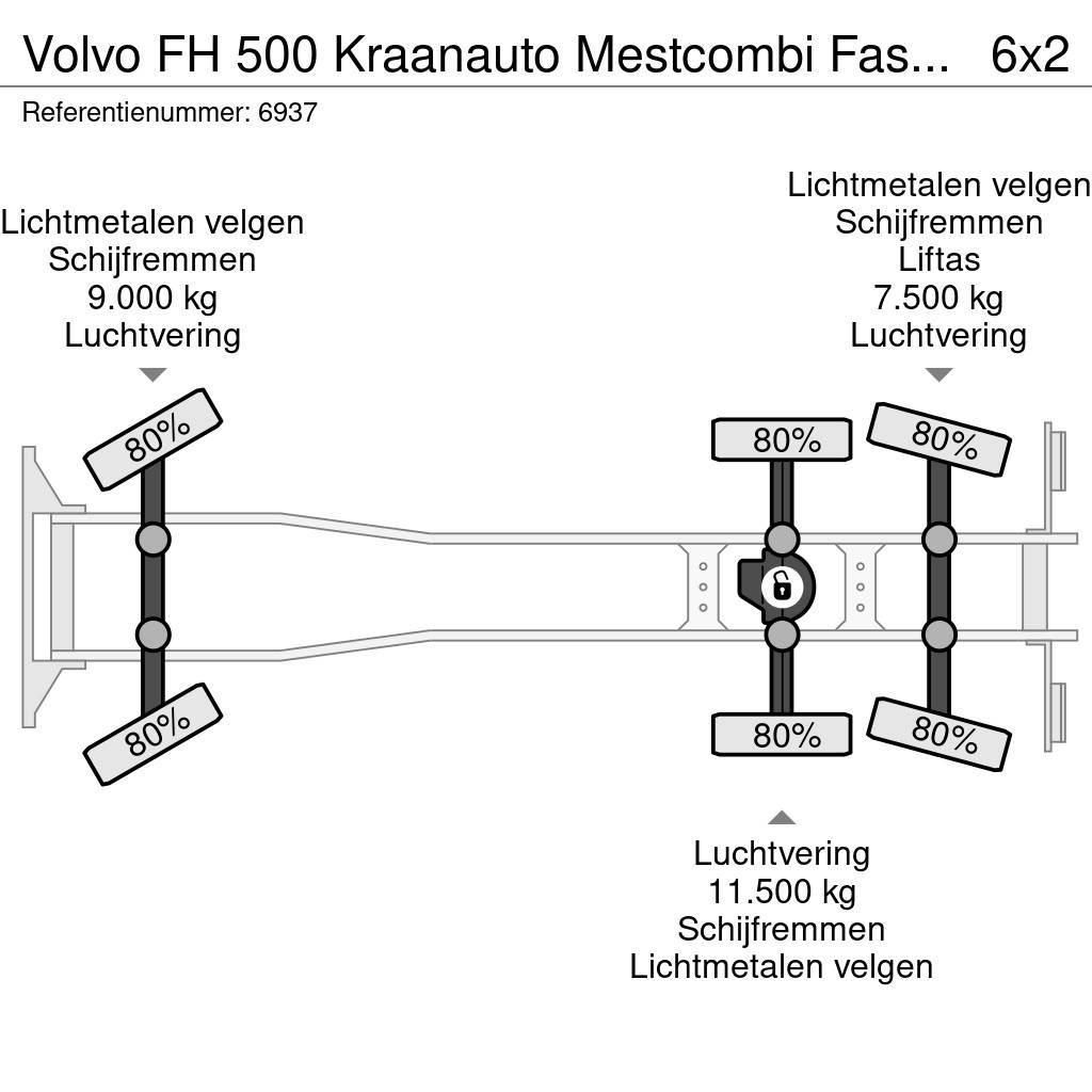Volvo FH 500 Kraanauto Mestcombi Fassi Crane + Aanhanger Visureigiai kranai
