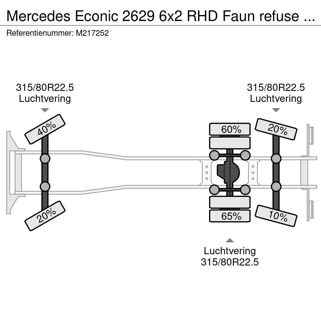 Mercedes-Benz Econic 2629 6x2 RHD Faun refuse truck Šiukšliavežės