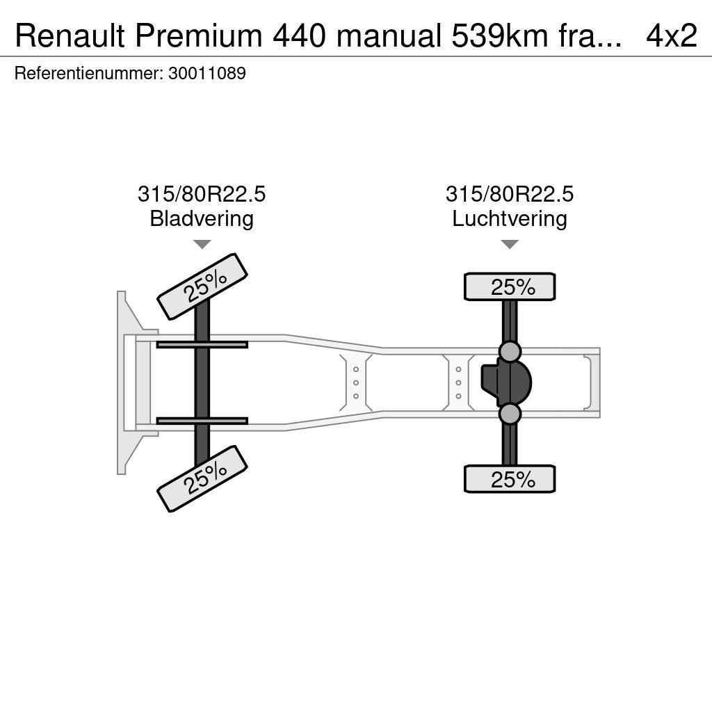 Renault Premium 440 manual 539km francais hydraulic Naudoti vilkikai
