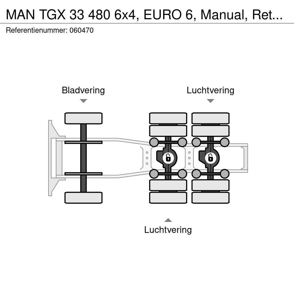 MAN TGX 33 480 6x4, EURO 6, Manual, Retarder Naudoti vilkikai