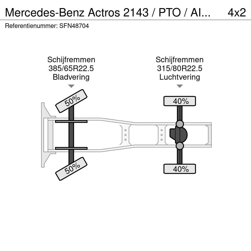 Mercedes-Benz Actros 2143 / PTO / AIRCO/ 10 ton vooras Naudoti vilkikai