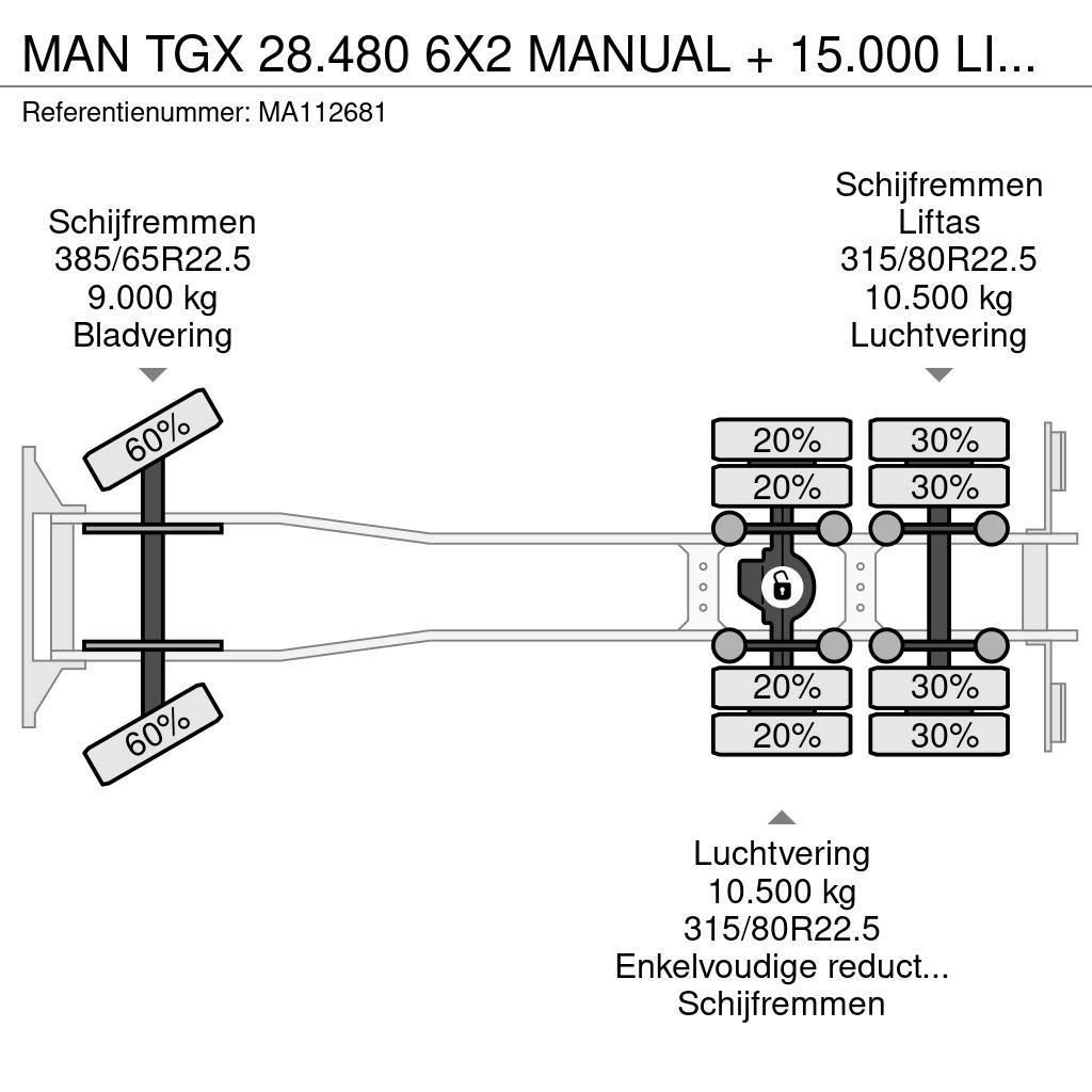MAN TGX 28.480 6X2 MANUAL + 15.000 LITER - BITUM TANK Automobilinės cisternos