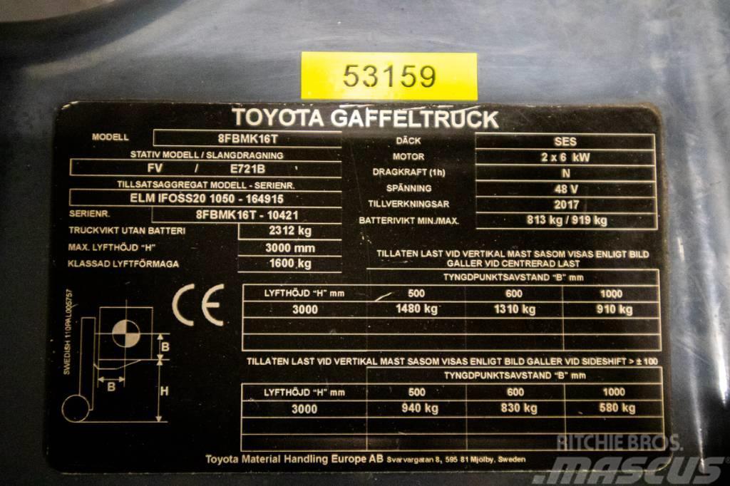 Toyota 8FBMK16T, PRISSÄNKT, motviktstruck m låga timmar Elektriniai šakiniai krautuvai