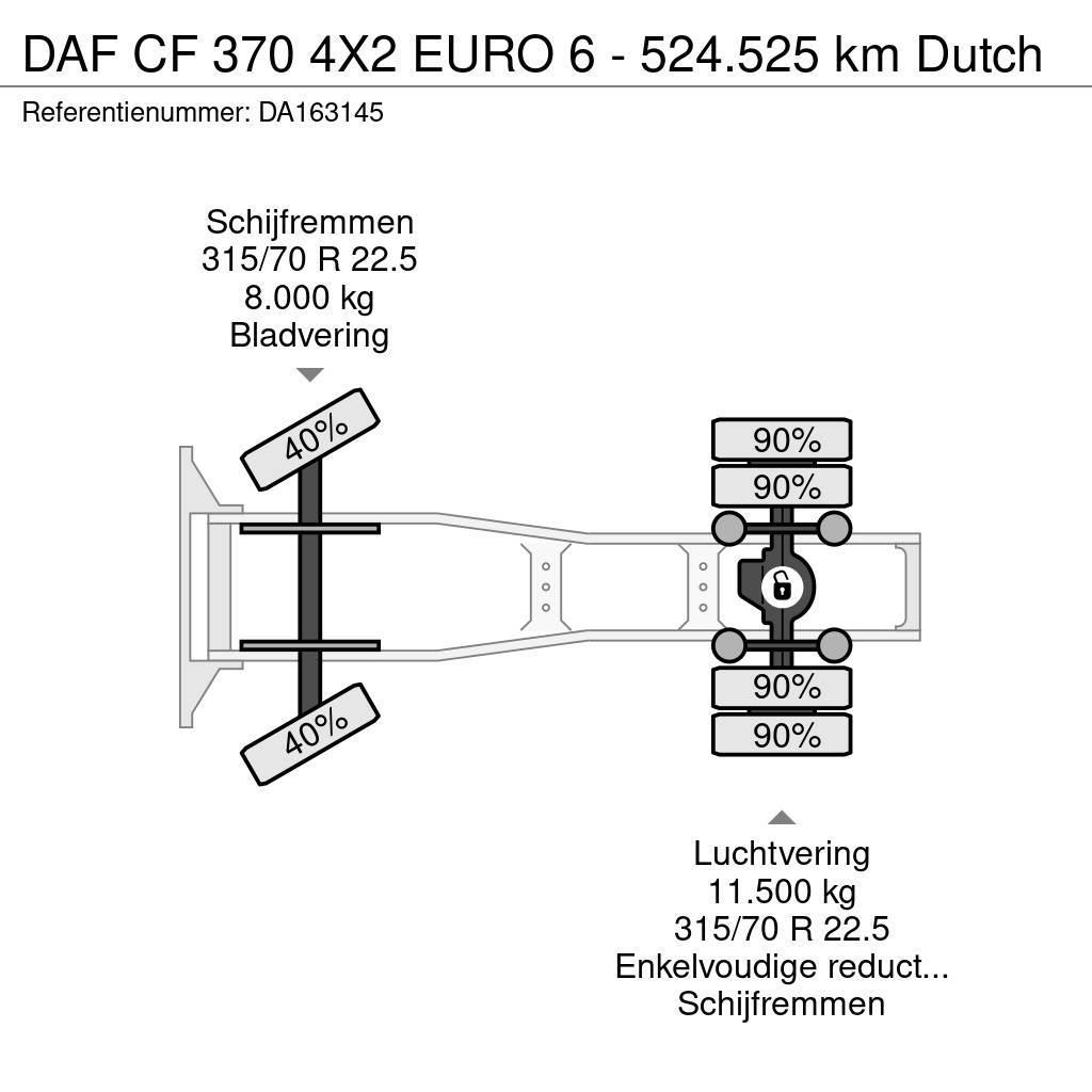DAF CF 370 4X2 EURO 6 - 524.525 km Dutch Naudoti vilkikai