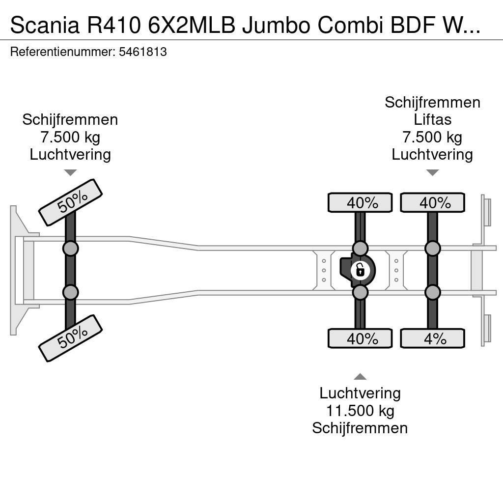 Scania R410 6X2MLB Jumbo Combi BDF Wechsel Hubdach Retard Sunkvežimiai su dengtu kėbulu