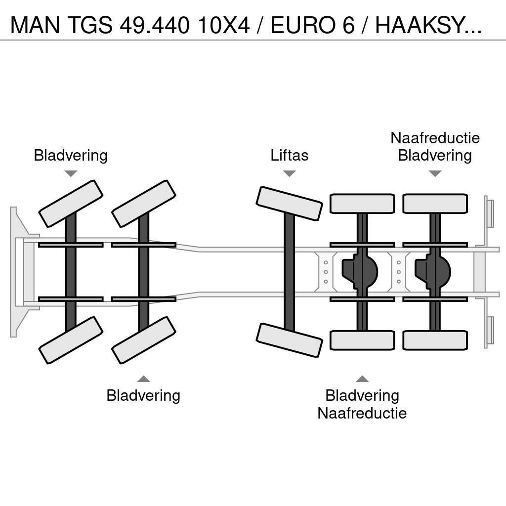 MAN TGS 49.440 10X4 / EURO 6 / HAAKSYSTEEM VDL 30 TONS Sunkvežimiai su keliamuoju kabliu