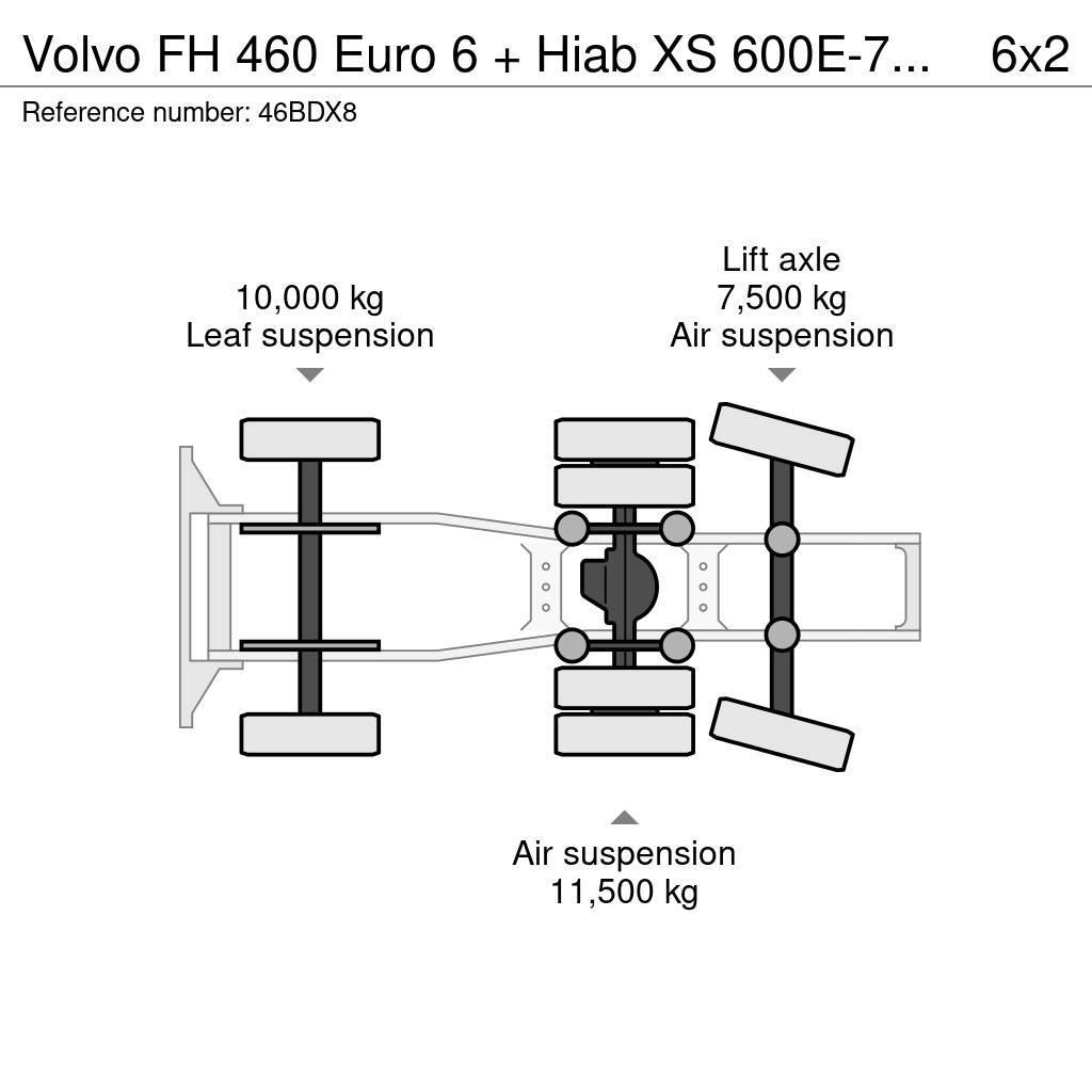 Volvo FH 460 Euro 6 + Hiab XS 600E-7 Hipro + Jib 135X-4 Naudoti vilkikai
