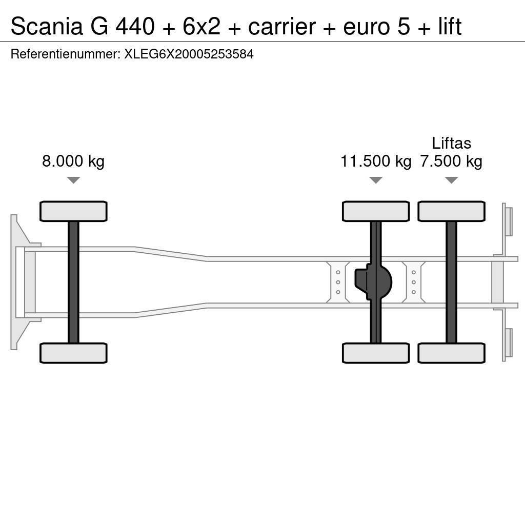 Scania G 440 + 6x2 + carrier + euro 5 + lift Vilkikai šaldytuvai