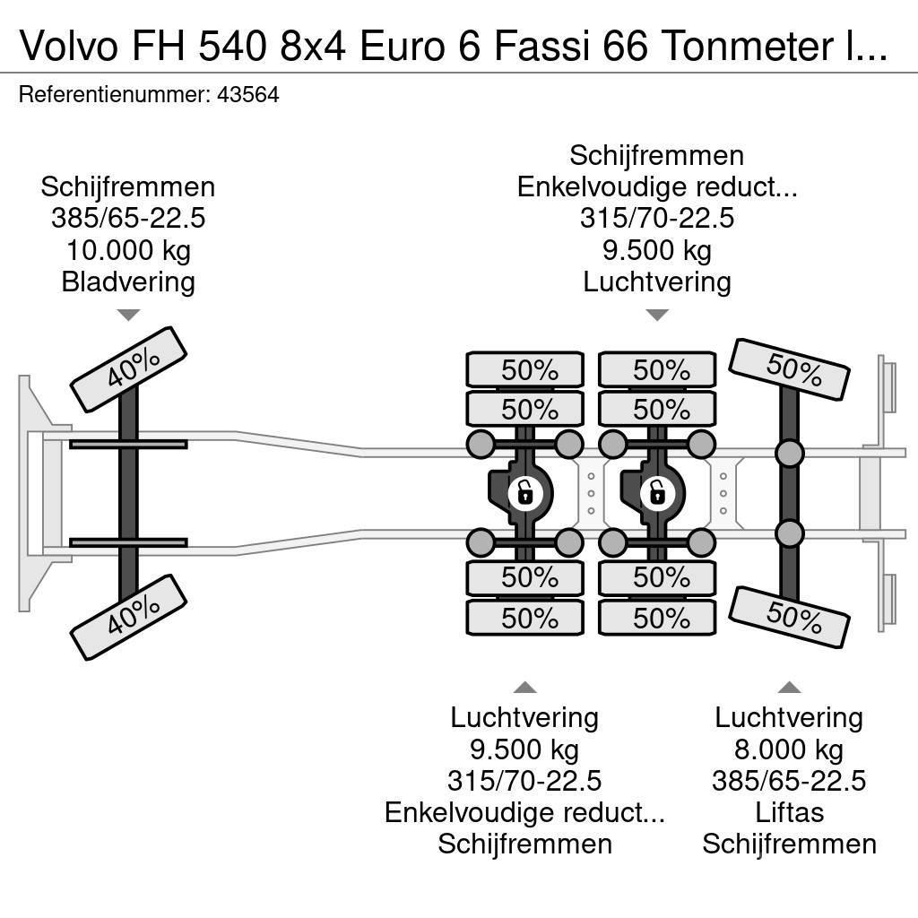 Volvo FH 540 8x4 Euro 6 Fassi 66 Tonmeter laadkraan + Fl Visureigiai kranai