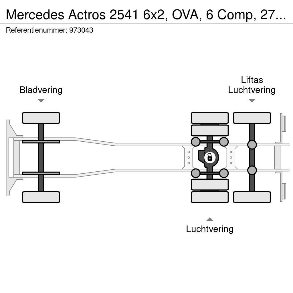 Mercedes-Benz Actros 2541 6x2, OVA, 6 Comp, 27 M3, 3 Pedals Automobilinės cisternos