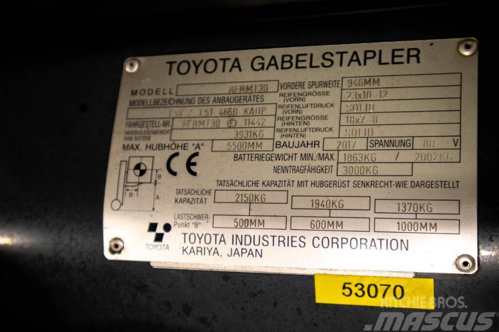 Toyota 8FBMT30, motviktstruck med 5,5 meters lyfthöjd Elektriniai šakiniai krautuvai
