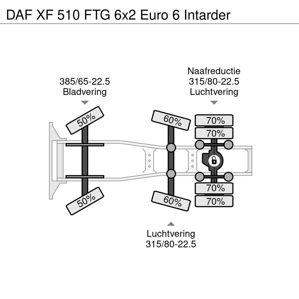 DAF XF 510 FTG 6x2 Euro 6 Intarder Naudoti vilkikai
