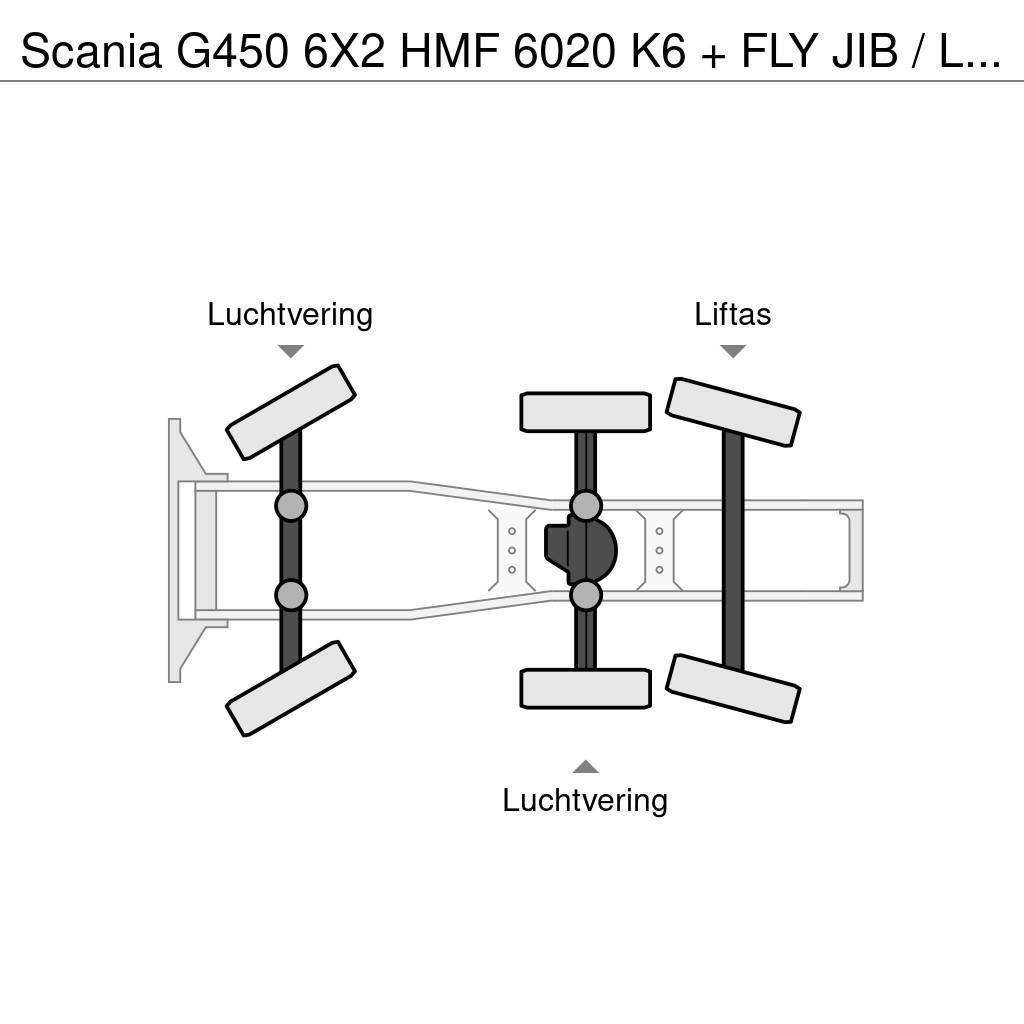 Scania G450 6X2 HMF 6020 K6 + FLY JIB / LIER / WINCH / 60 Naudoti vilkikai
