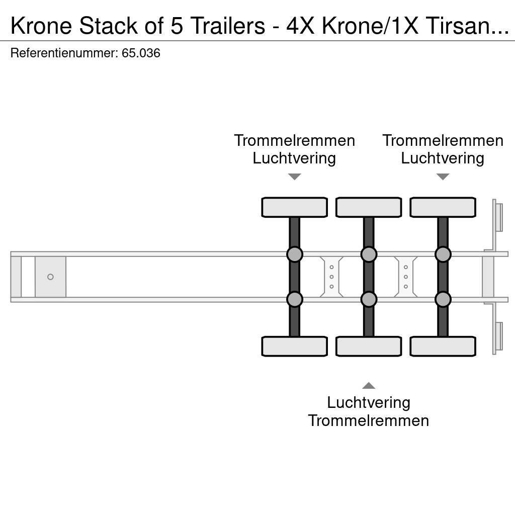 Krone Stack of 5 Trailers - 4X Krone/1X Tirsan ( STANDAR Tentinės puspriekabės