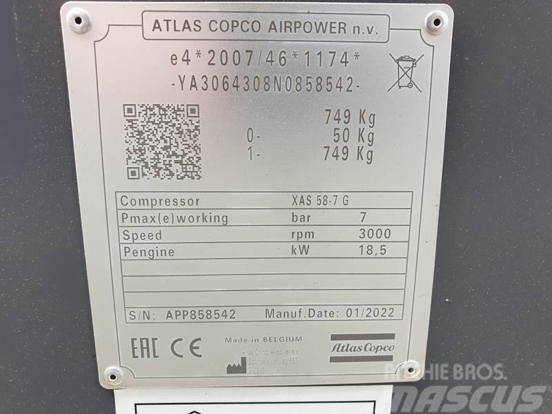 Atlas Copco XAS 58-7 G 6 WHEELS N.B. Kompresoriai