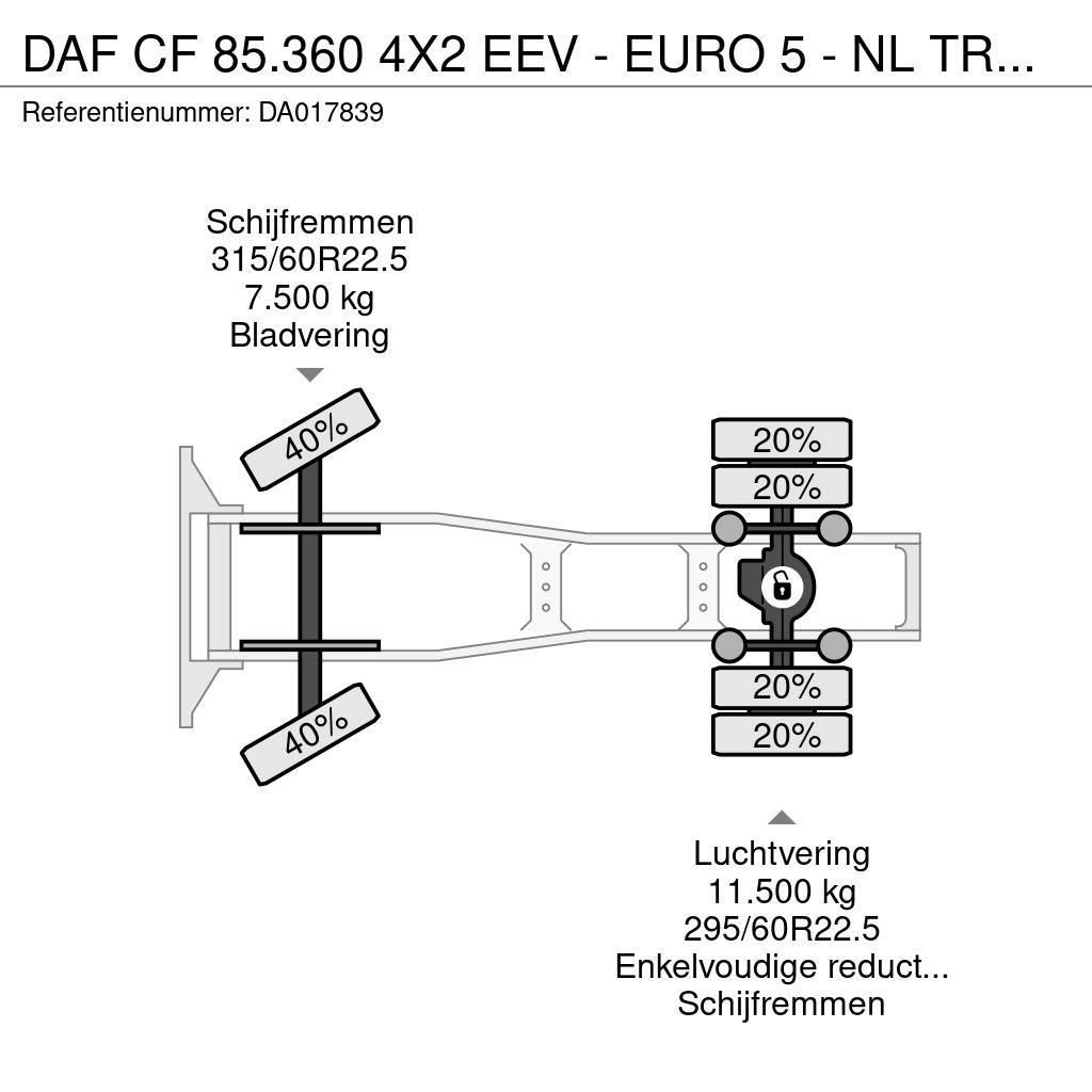 DAF CF 85.360 4X2 EEV - EURO 5 - NL TRUCK - MEGA Naudoti vilkikai
