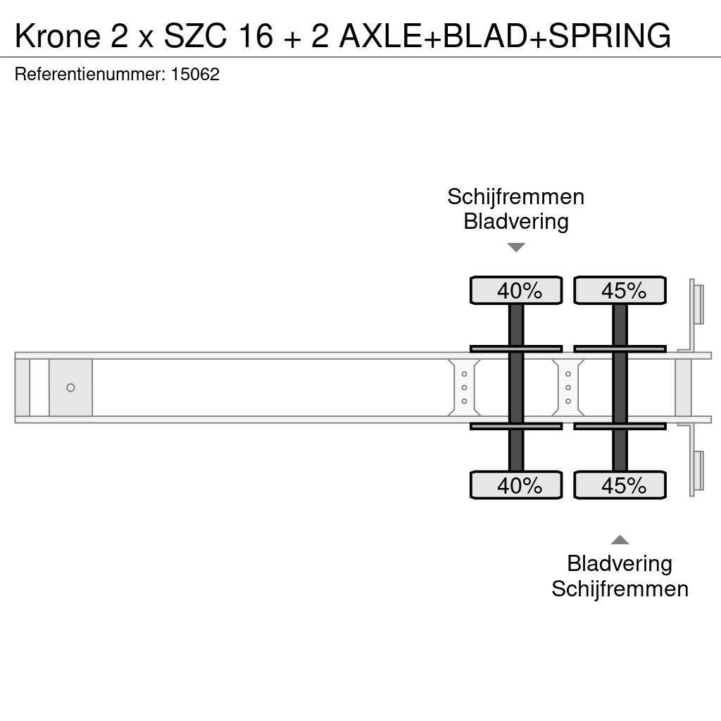 Krone 2 x SZC 16 + 2 AXLE+BLAD+SPRING Konteinerių puspriekabės