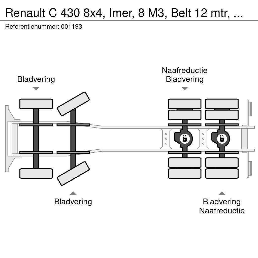 Renault C 430 8x4, Imer, 8 M3, Belt 12 mtr, EURO 6, Remote Betonvežiai