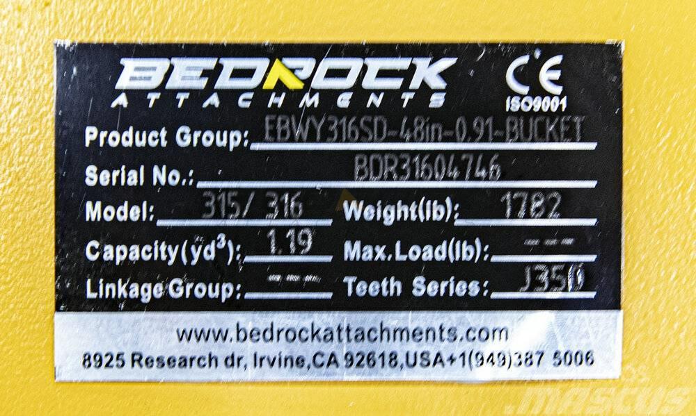 CAT 48" Severe Rock Bucket 315D/F,316E/F,318D2/E/F Kiti naudoti statybos komponentai