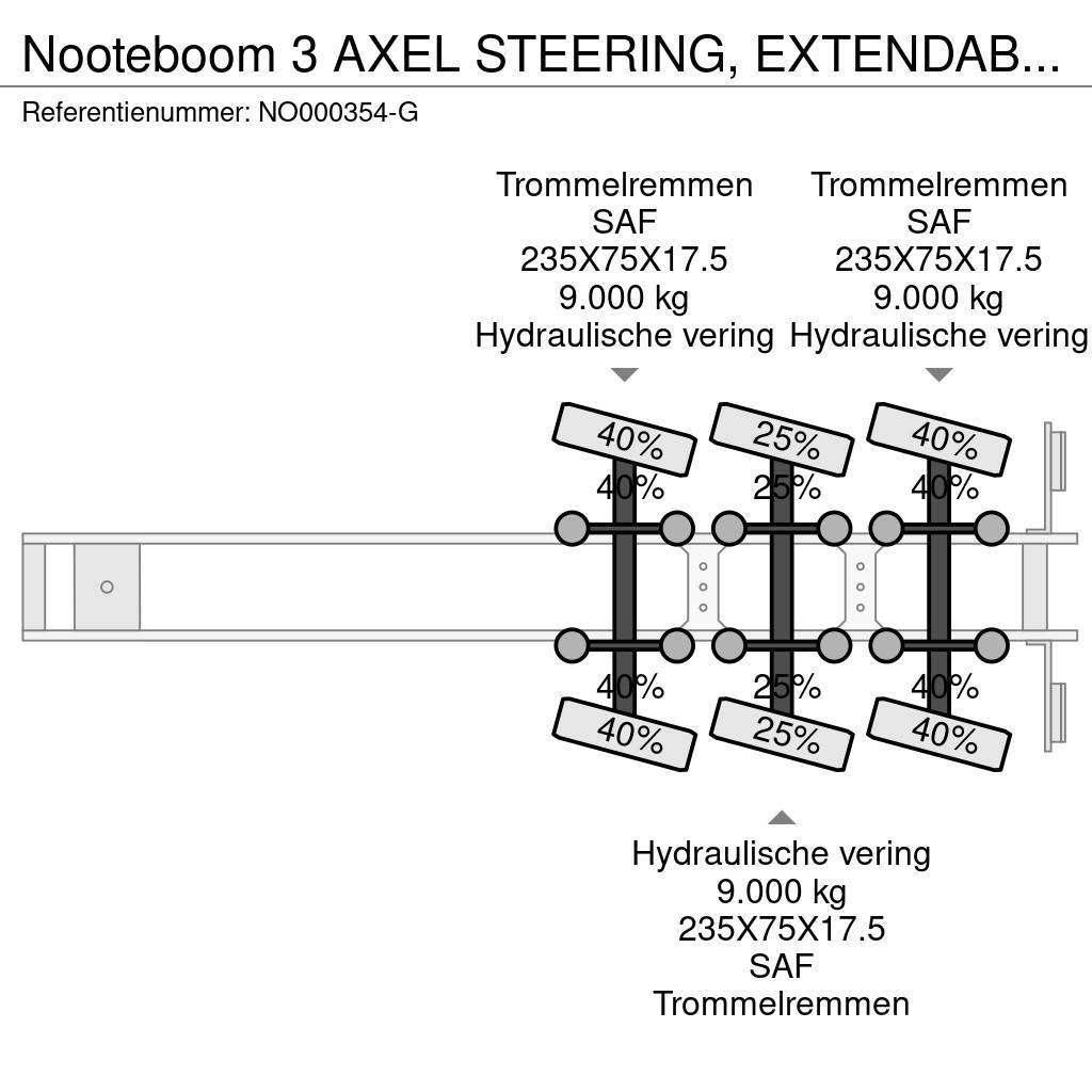 Nooteboom 3 AXEL STEERING, EXTENDABLE 4,75 M, Žemo iškrovimo puspriekabės