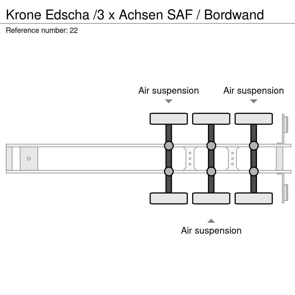 Krone Edscha /3 x Achsen SAF / Bordwand Tentinės puspriekabės