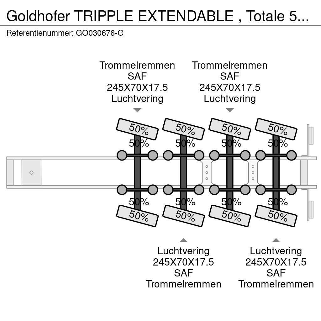 Goldhofer TRIPPLE EXTENDABLE , Totale 51 M 4 AXEL STEERING Žemo iškrovimo puspriekabės