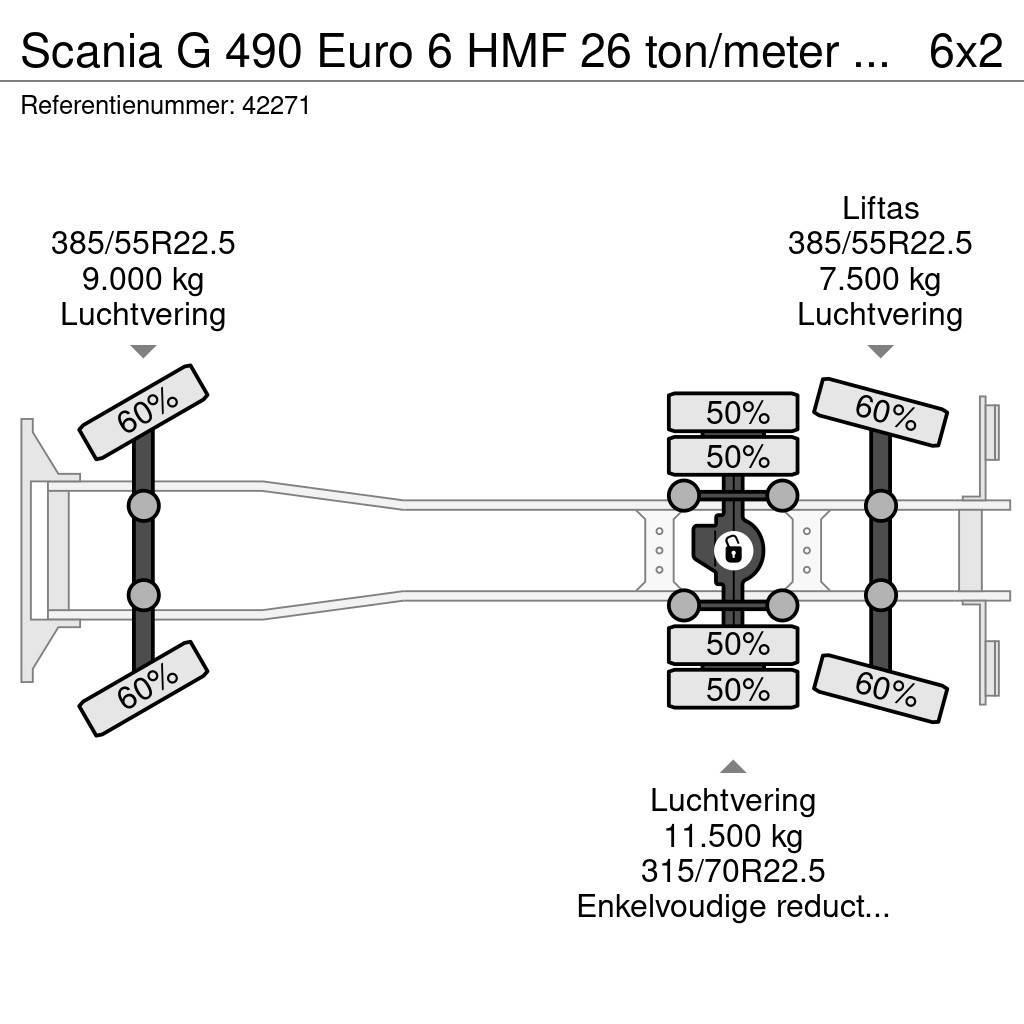 Scania G 490 Euro 6 HMF 26 ton/meter laadkraan Visureigiai kranai