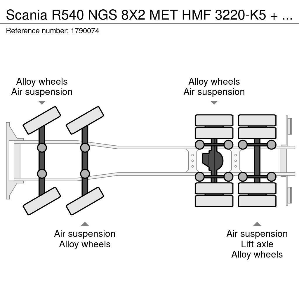 Scania R540 NGS 8X2 MET HMF 3220-K5 + JIB FJ1000-K4 KRAAN Automobiliniai kranai