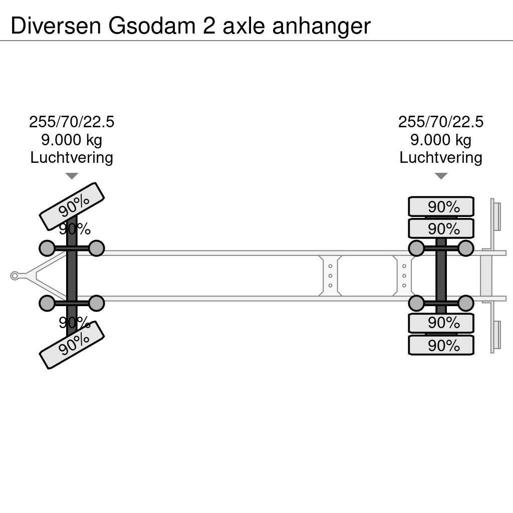  Diversen Gsodam 2 axle anhanger Platformos / Pakrovimas iš šono