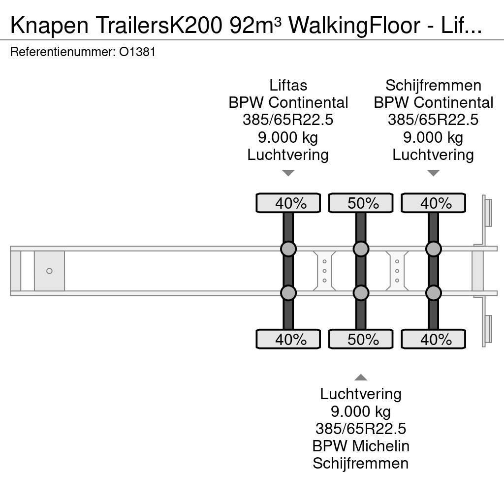 Knapen Trailers K200 92m³ WalkingFloor - LiftAs - Schijfr Puspriekabės su grindimis