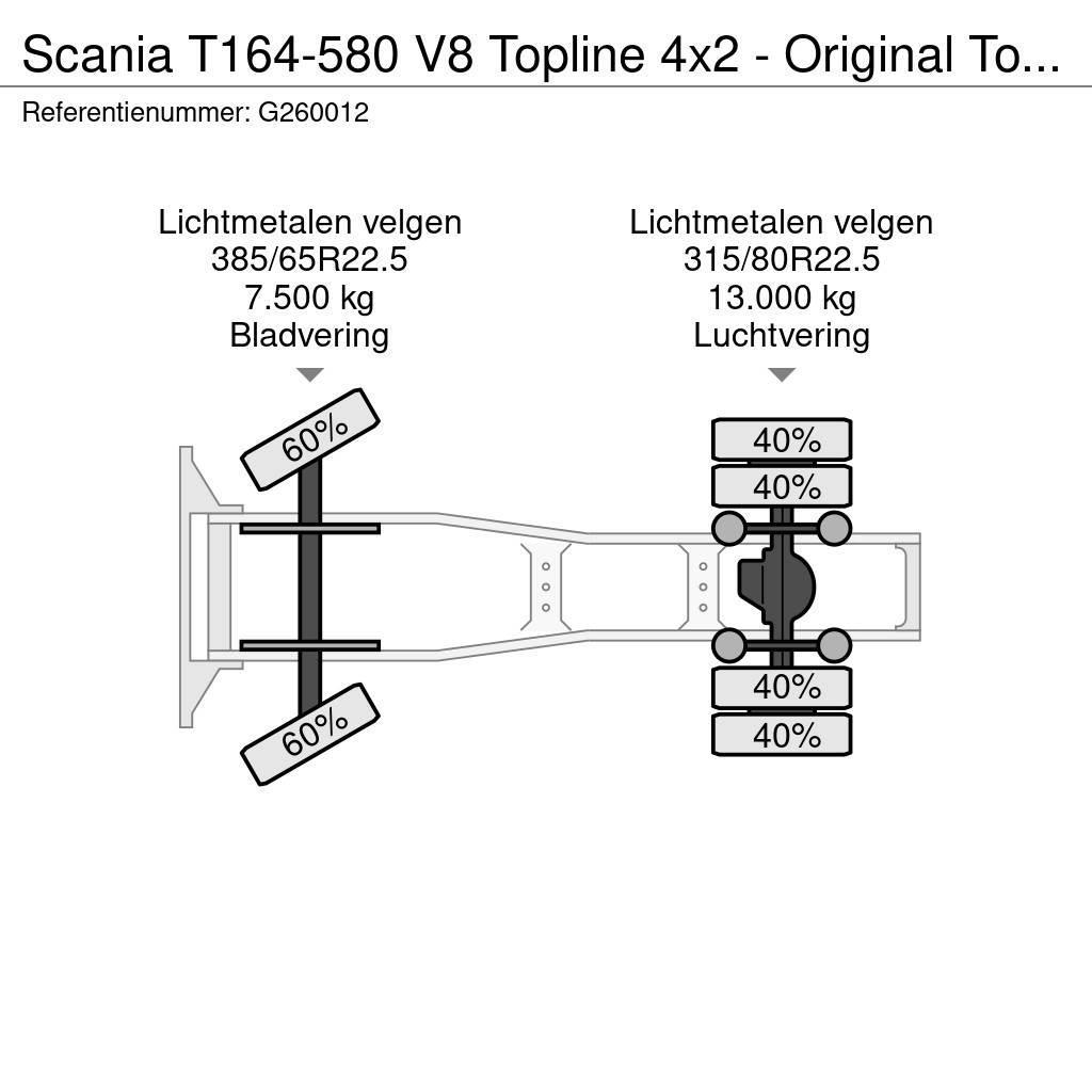 Scania T164-580 V8 Topline 4x2 - Original Torpedo/Hauber Naudoti vilkikai