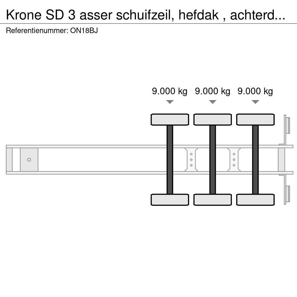Krone SD 3 asser schuifzeil, hefdak , achterdeuren, 5 st Tentinės puspriekabės