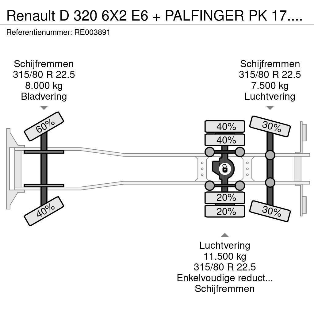 Renault D 320 6X2 E6 + PALFINGER PK 17.001 + REMOTE Platformos/ Pakrovimas iš šono