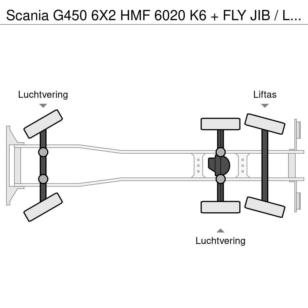 Scania G450 6X2 HMF 6020 K6 + FLY JIB / LIER / WINCH / 60 Visureigiai kranai