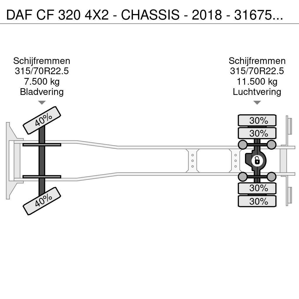 DAF CF 320 4X2 - CHASSIS - 2018 - 316750KM - LAADKLEP Važiuoklė su kabina